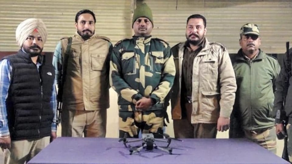 Border Security Force recovered drone sent by Pakistani smugglers in Kahangarh village
