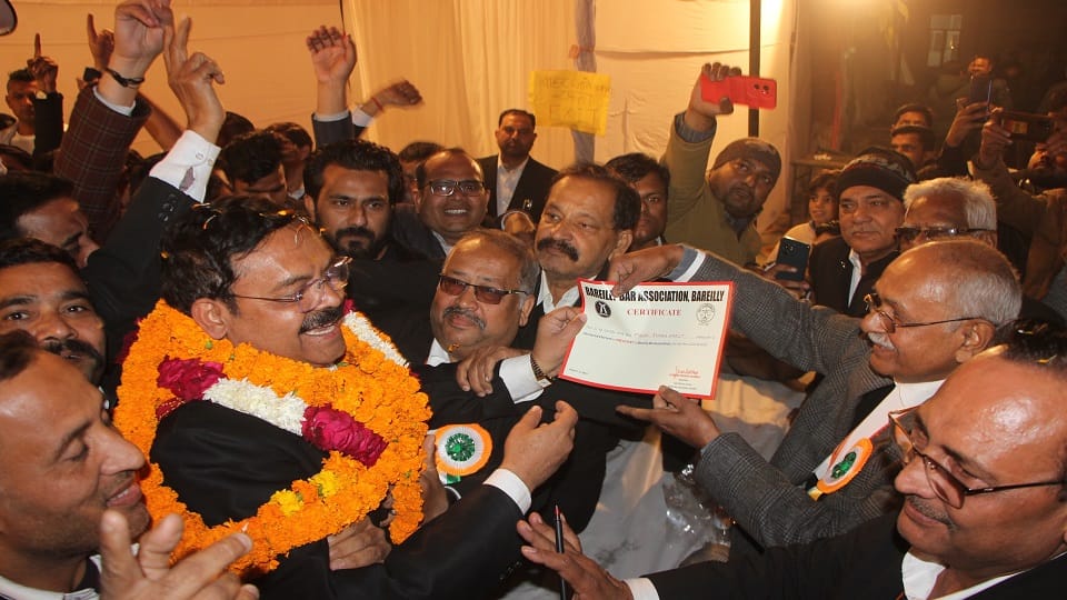 Manoj Harit won the election for the President of Bareilly Bar Association