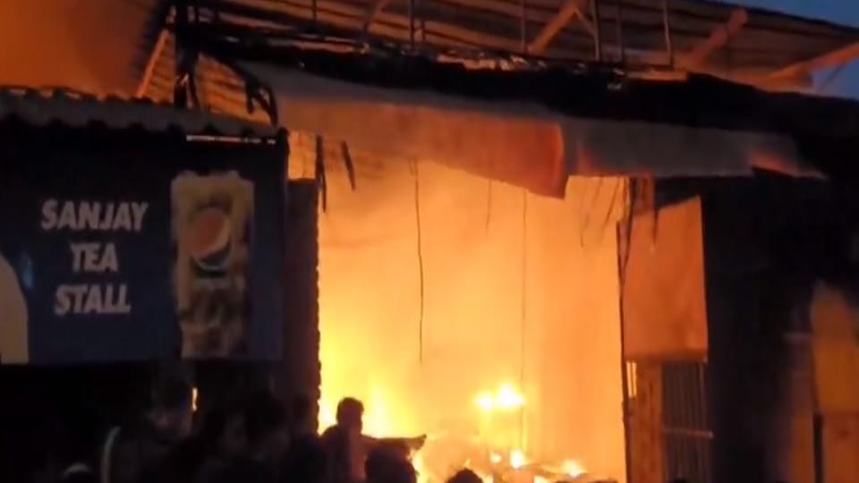 Massive fire breaks out in mattress warehouse in Gurugram
