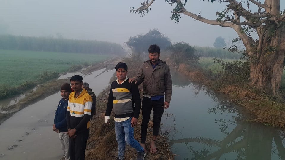 Crop submerged due to gulch water flowing from tracks