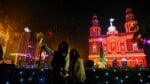 नई दिल्ली के गोल डाकखाने के पास सेक्रेड हर्ट कैथेड्रल कैथोलिक चर्च रोशनी से हुआ जगमग