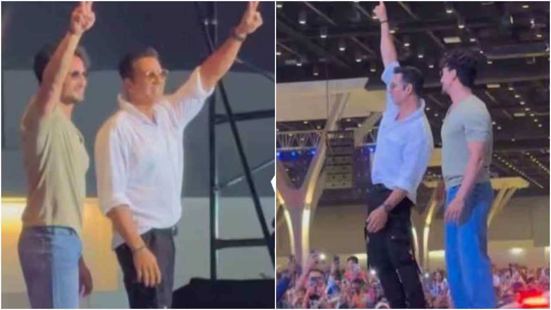 Bade Miyan Chote Miyan Star Akshay Kumar and Tiger Shroff Enter in Umang 2023 on Top of Police Car