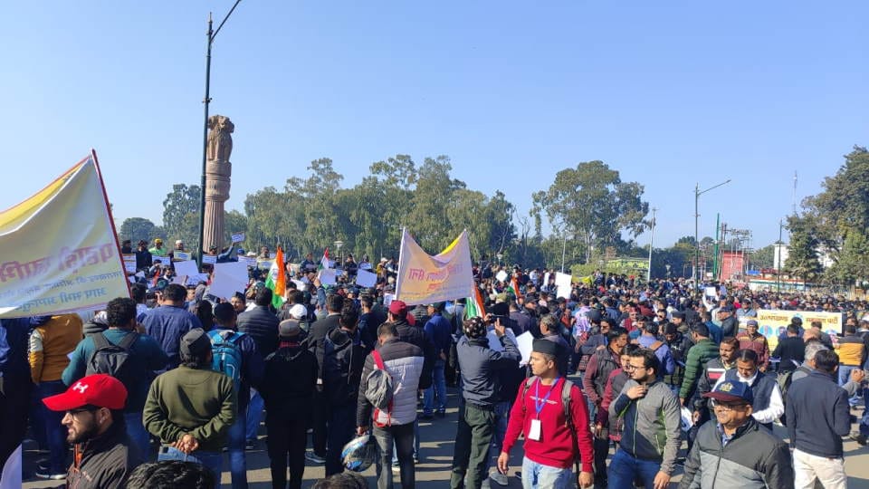 Bhu kanoon Uttarakhand People demand implementation of land law rally at Dehradun Parade Ground today