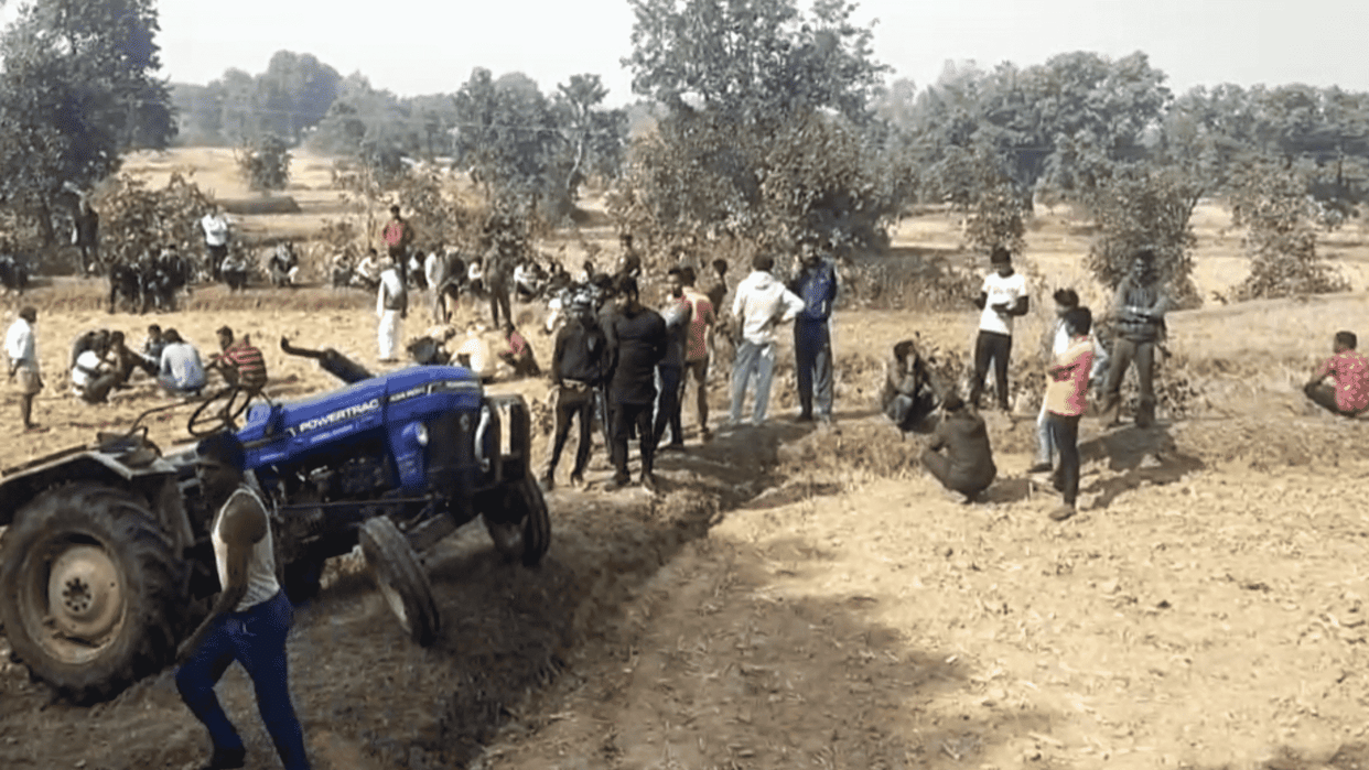 The tractor going to plow the field went out of control and overturned.