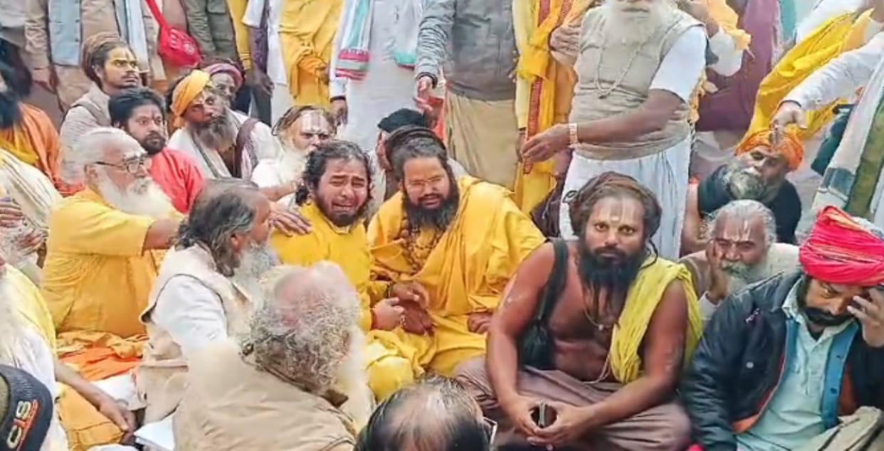 Satua Baba upset over land in Magh Mela, sat on dharna with sages and saints, cried bitterly