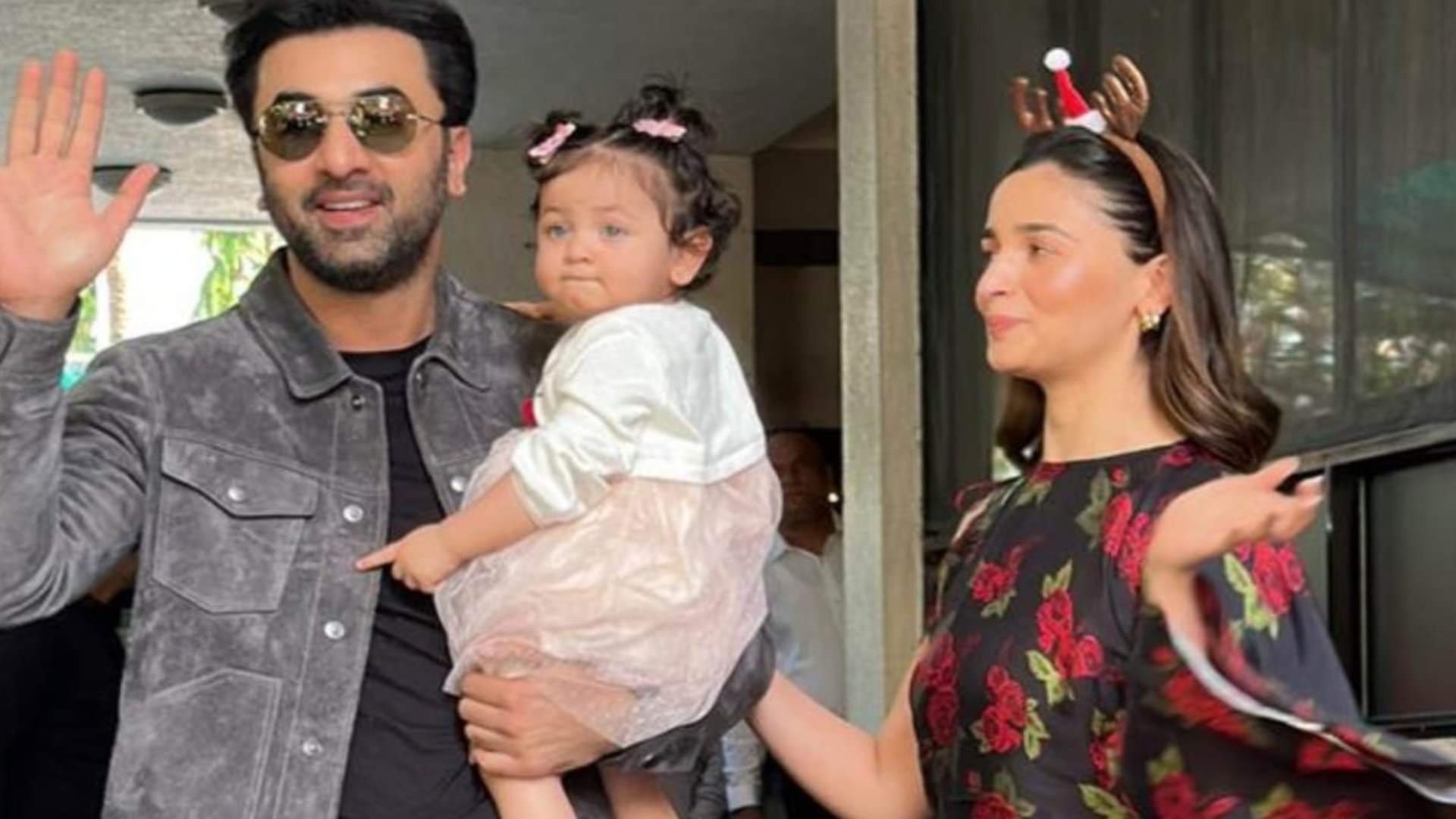 ranbir kapoor alia bhatt make first public appearance of Raha reveals daughter face on Christmas video viral