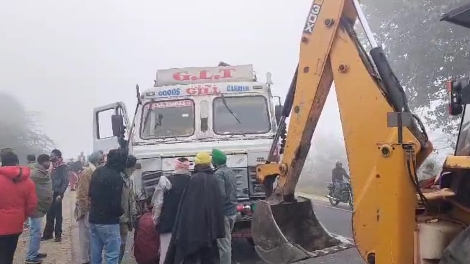Accident due to fog near village Lohara on Kot Ise Khan Road in Moga