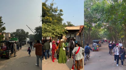 पार्क में पर्यटक