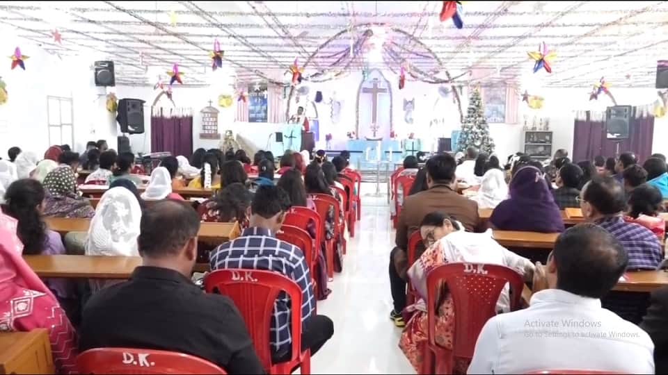Christmas festival celebrated with pomp church decorated like a bride  in Mahasamund