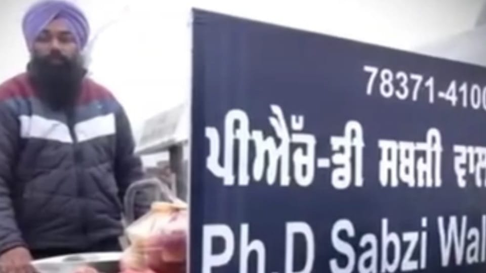PhD Dr. Sandeep Singh selling vegetables on bicycle to feed his family in Amritsar