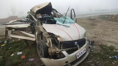 Bihar News Car filled with liquor collides with truck in Kaimur youth from Rohtas dies