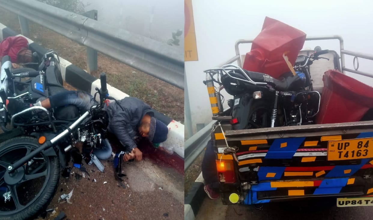 Unnao Road Accident, Bike collides with truck from behind on expressway, father-son dead and one son serious
