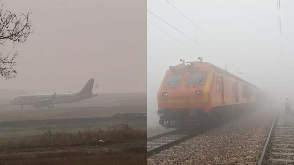 Fog stopped flights: Ten flights arrived late and two were cancelled, speed of Vande Bharat Express also slowe