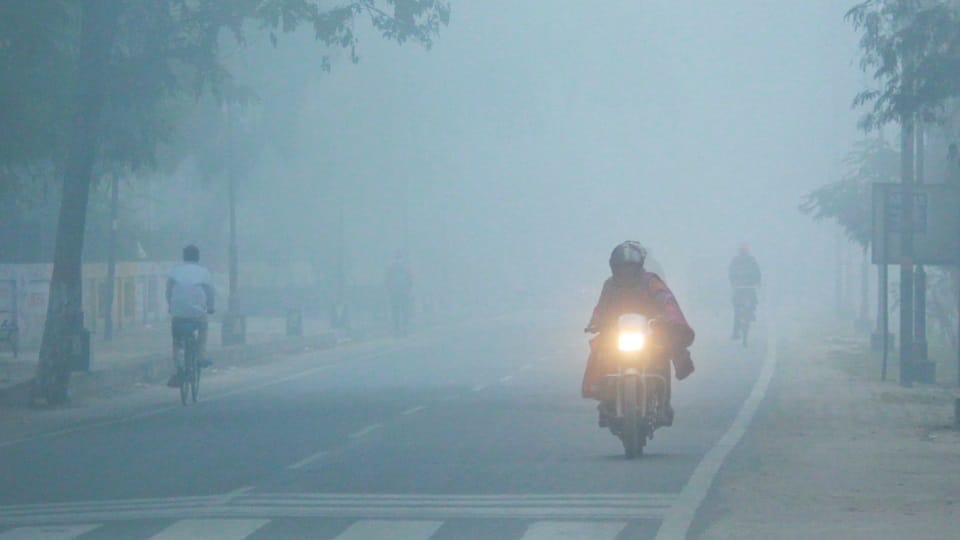 Moradabad weather: Due to fog, brakes on speed, lights on, vehicles kept crawling