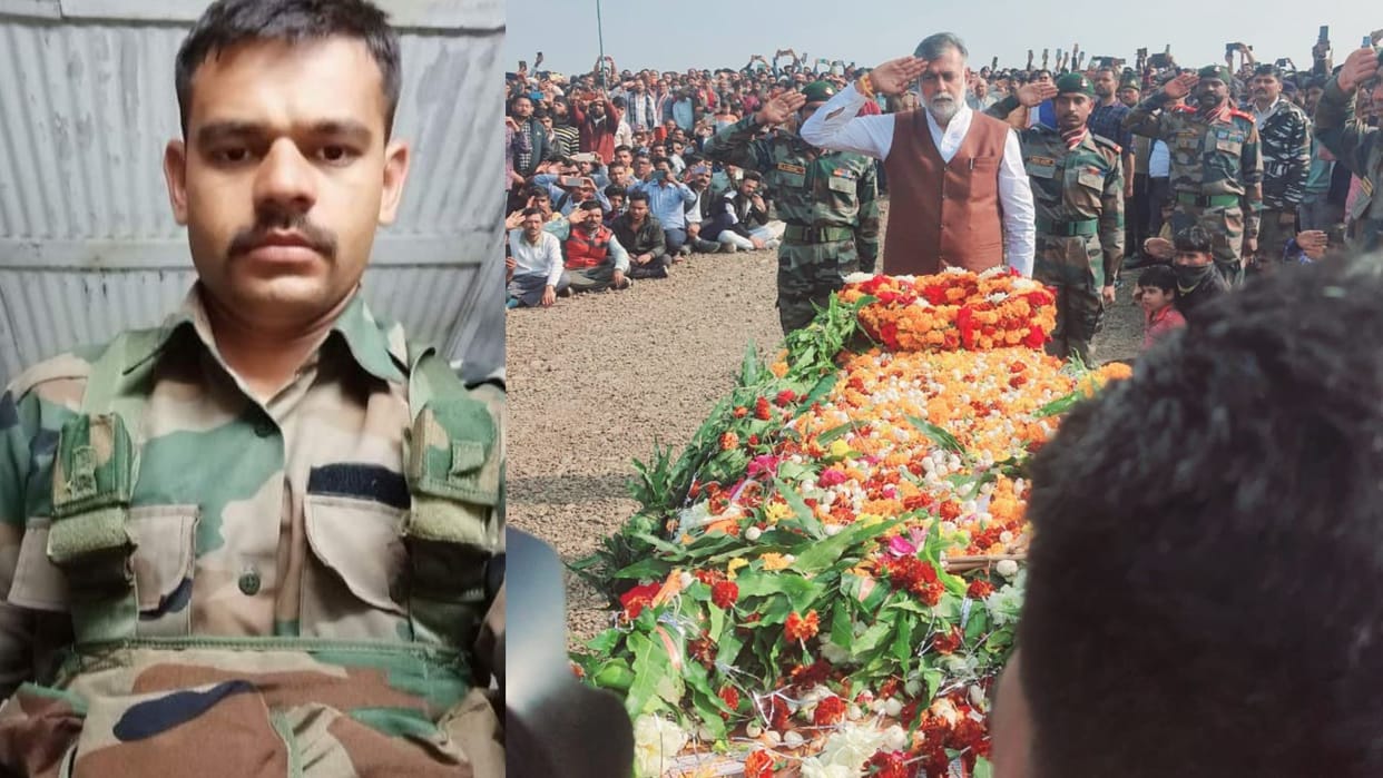 MP: Last rites of martyr soldier Rajesh Yadav took place in his home village Kwaila