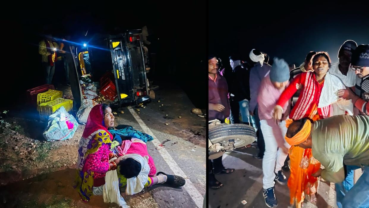 An auto carrying vegetable vendors was hit by an auto coming from the front on Damoh-Katni road, two injured.