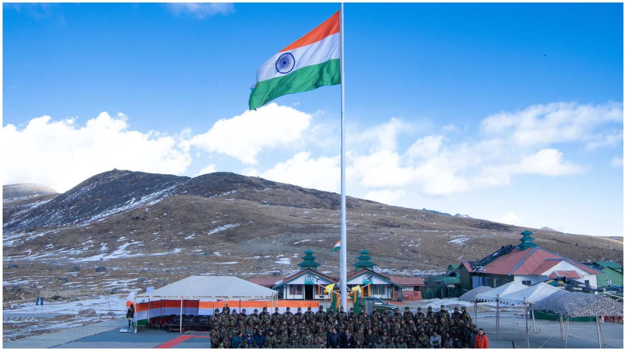 BJP MLA Tsering Tashi hoisted a 73 feet high-mast national flag in Tawang district of Arunachal Pradesh