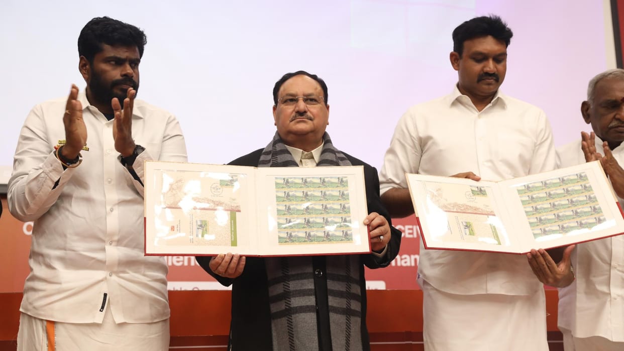 BJP chief releases postal stamp dedicated to Indian-origin Tamils in Sri Lanka