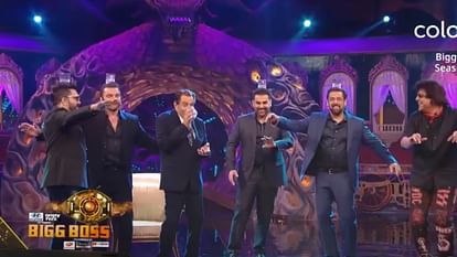 Bigg Boss 17 Salman Khan Dharmendra Arbaaz Khan Sohail Khan Jamal Kudu Dance on Weekend Ka Vaar