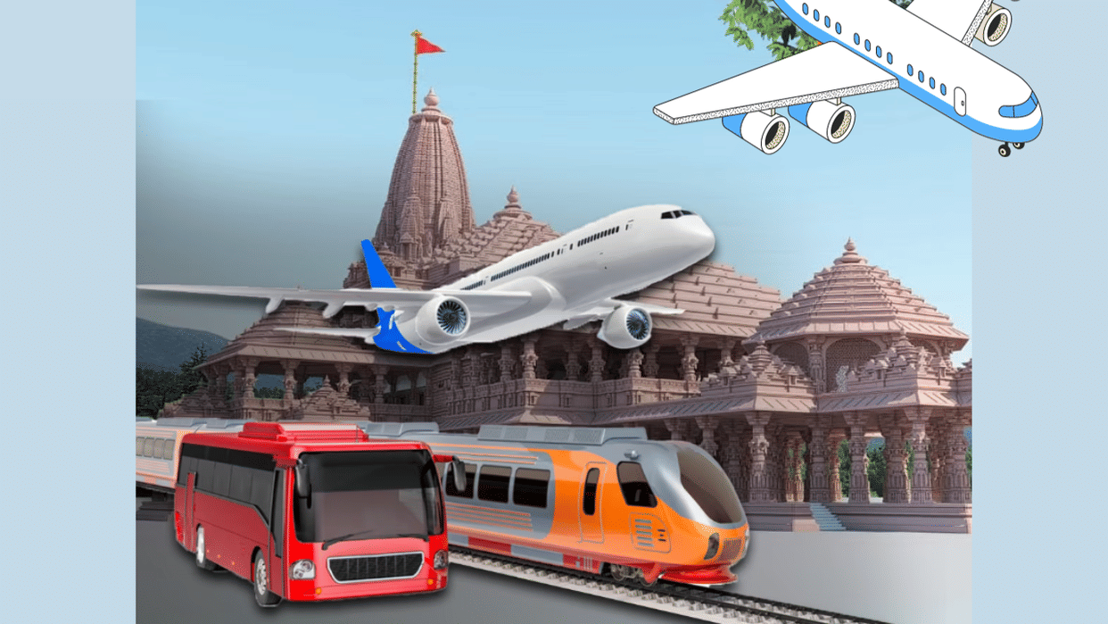 indore ayodhya tain bus flight car route ticket fairy details