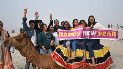 New Year 2024 celebration with delicious dishes with explosive music and fireworks in varanasi