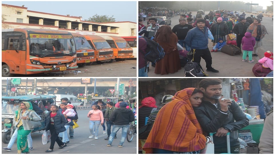 Strike In Protest Against New Law Wheels Waiting for buses for hours in cold wave passengers got worried