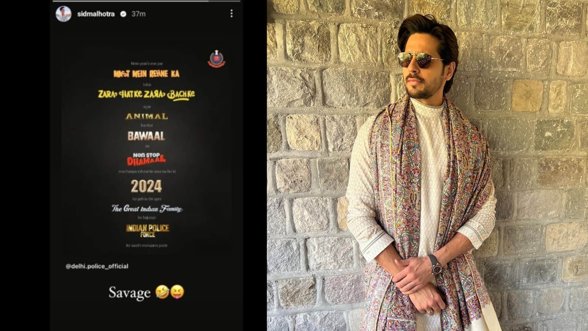 Siddharth Malhotra reaction on New Year 2024 celebration film style warning of delhi police see what he say