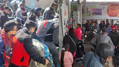 Petrol crisis Crowd at petrol pumps people facing problems due to strike against hit and run law Uttarakhand