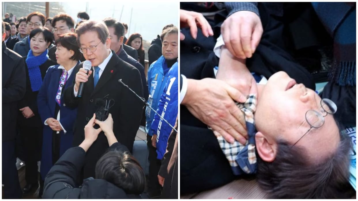South Korea Opposition Leader Lee Jae-Myung stabbed on neck taken to Hospital news and updates