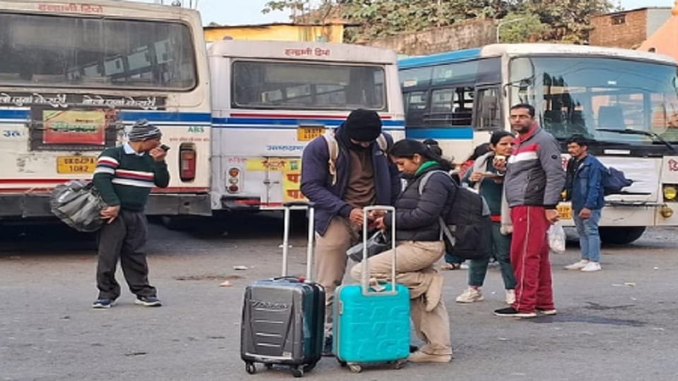 Passengers face trouble due to roadways bus drivers being on strike in haldwani