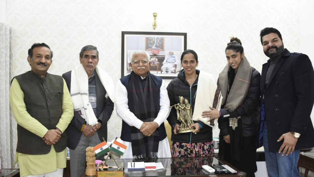 Saina Nehwal meet Haryana CM Manohar Lal in Chandigarh today