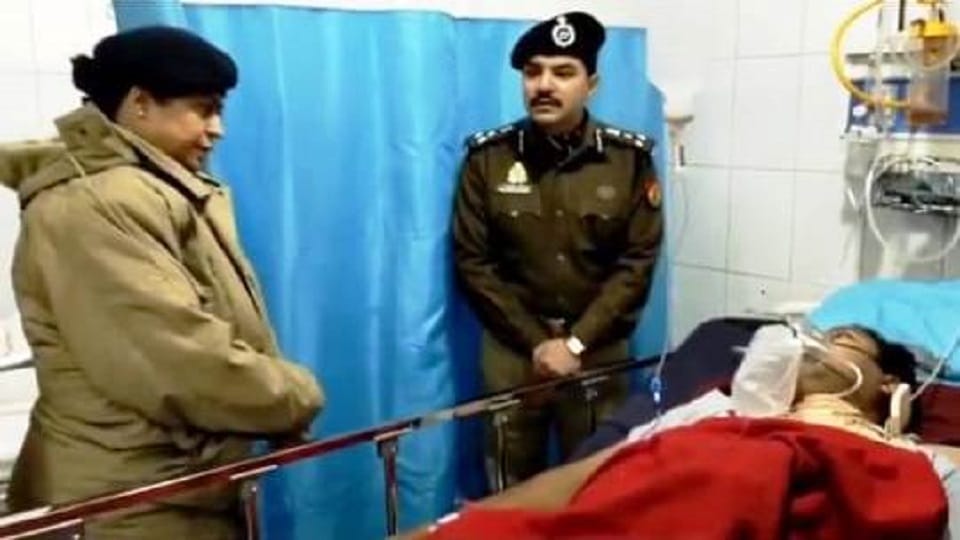 Bullet was stuck in inspector's collar bone operation conducted in Aligarh currently admitted in ICU