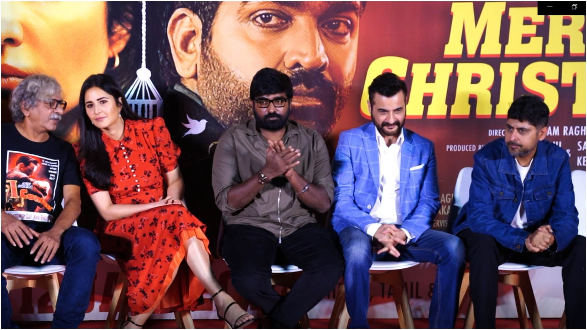 pc of film merry christmas with katrina kaif vijay sethupathi Sanjay Kapoor and director sriram raghavan