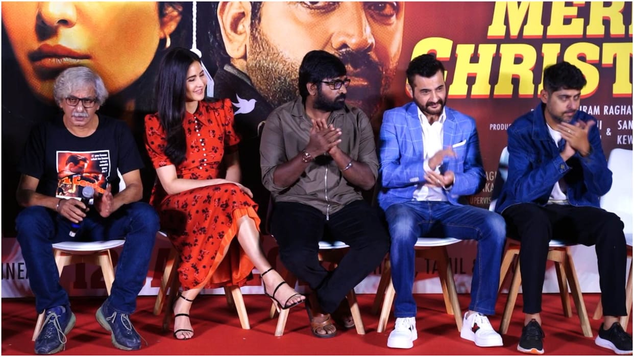pc of film merry christmas with katrina kaif vijay sethupathi Sanjay Kapoor and director sriram raghavan