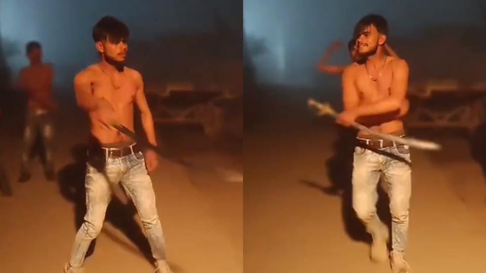 amroha: birthday youth danced waving swords, now city police chased them, video goes viral