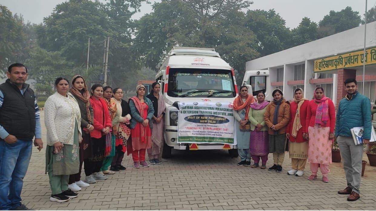 A 22-member team of women sarpanches from Jind visited the new Parliament House.