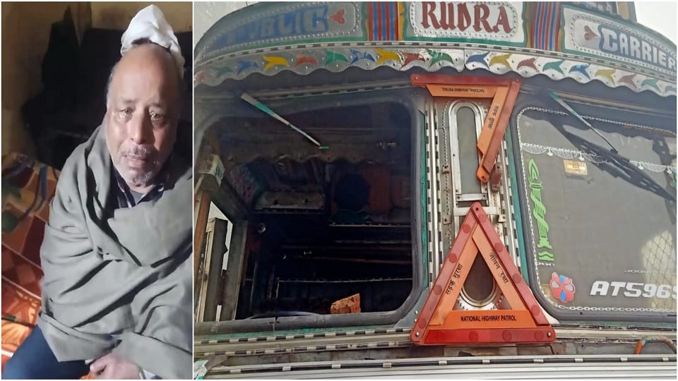 Ruthless constable of UP Police broke the glass of truck then beat driver