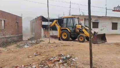 After the death of two in a fight, police used bulldozer on the dhaba on Datia Highway.