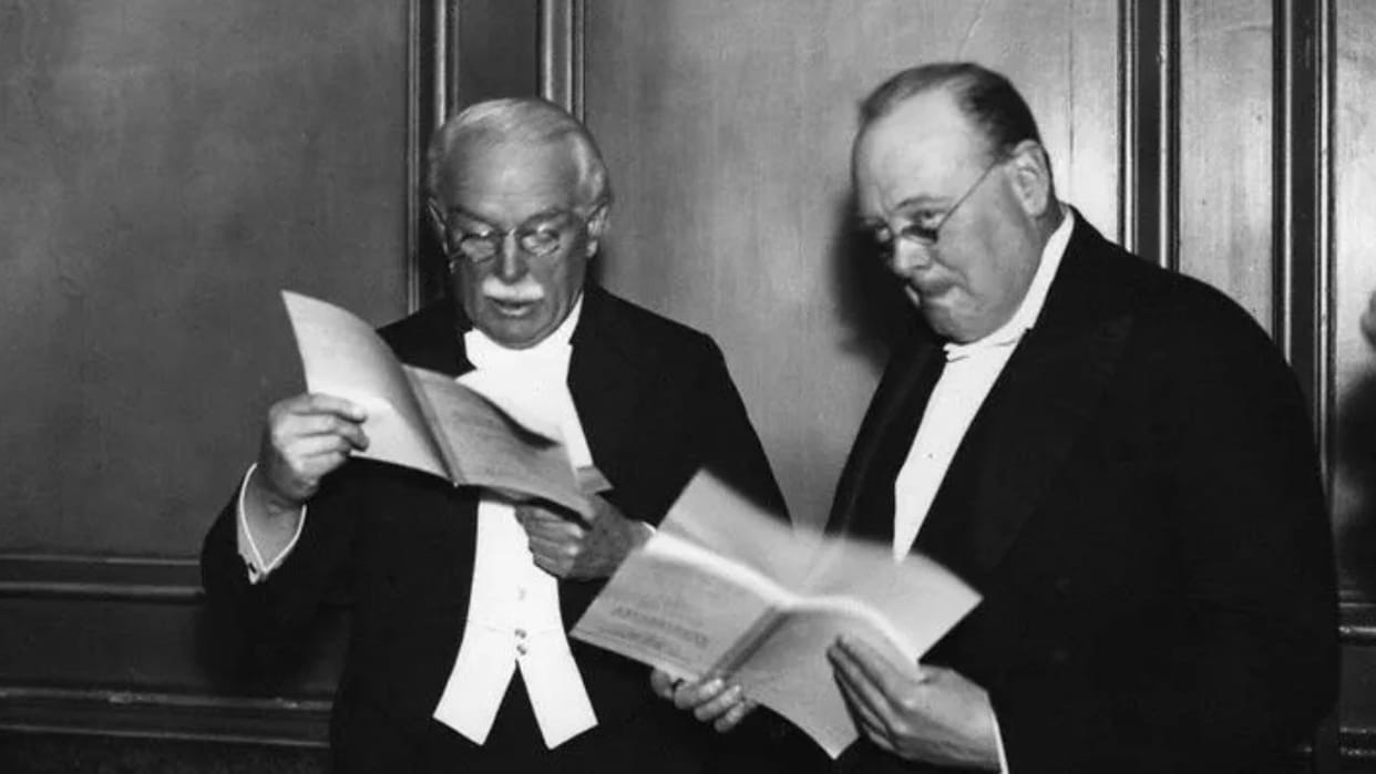 Time Machine political turmoil and general budget discussion Lloyd George Winston Churchill story