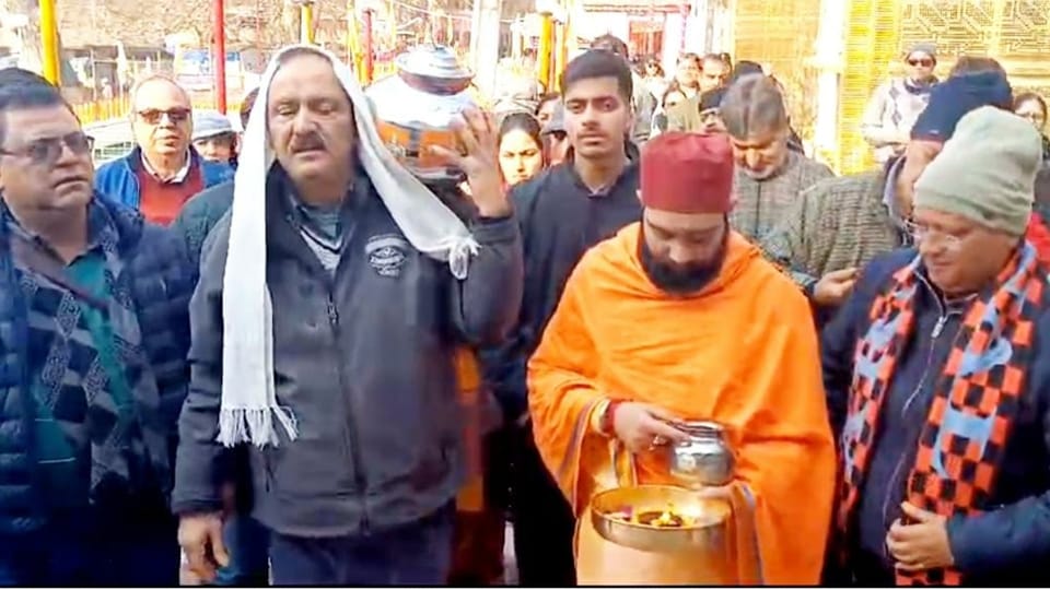 Kalash from Ayodhya installed at Martand Sun Temple anantnag kashmir