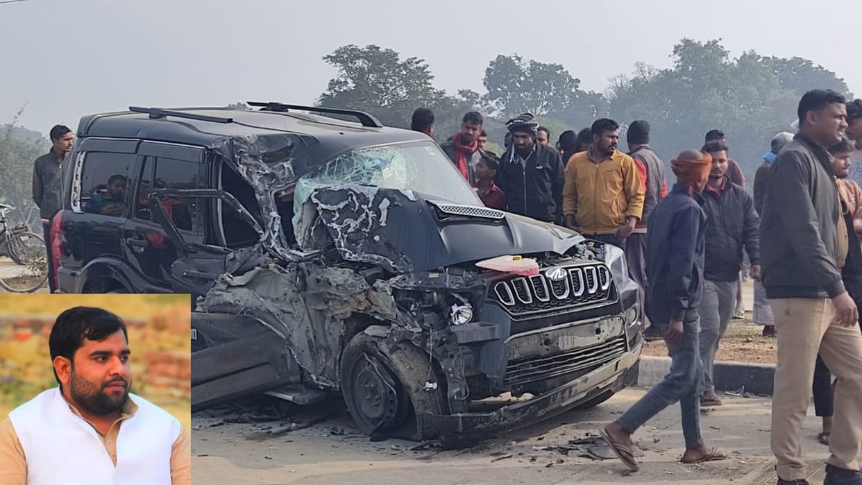 young man died in road accident after collision in truck and scorpio