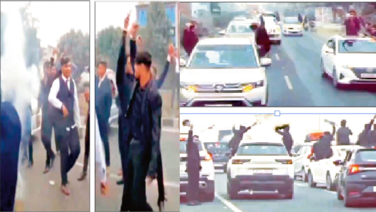 Chaos on highway: In the name of farewell party, students created ruckus, fireworks and stunts