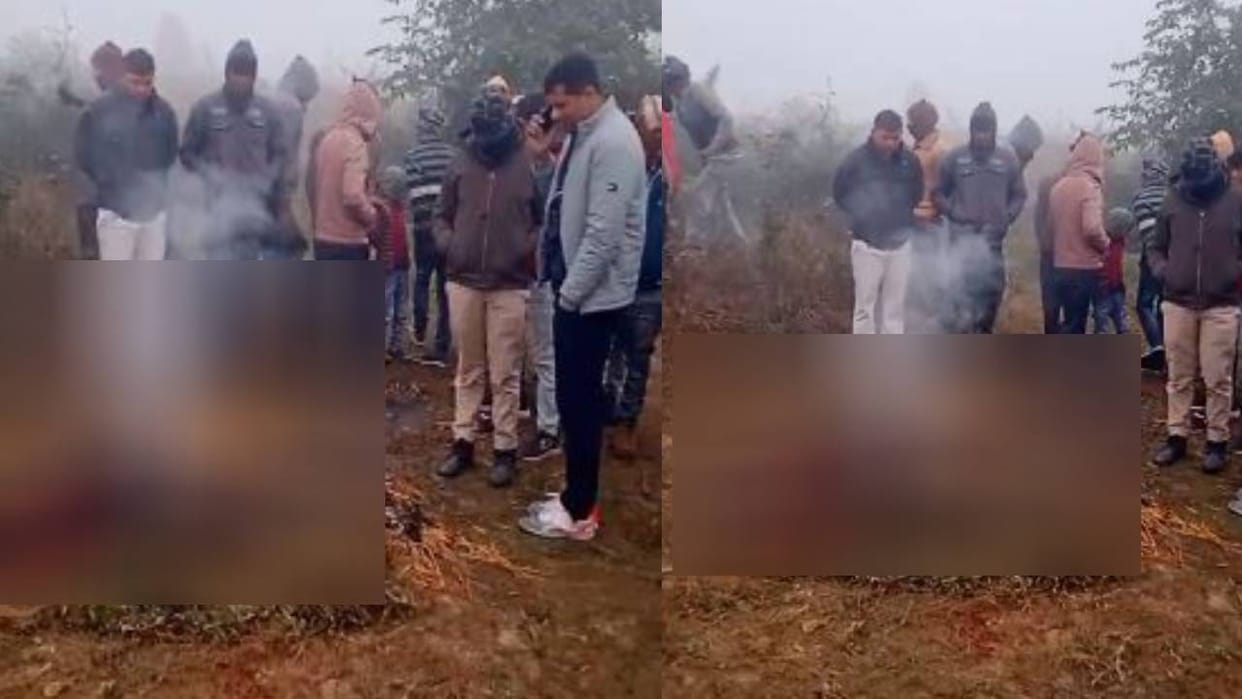 half burnt body of young man was found lying outside village in Etah