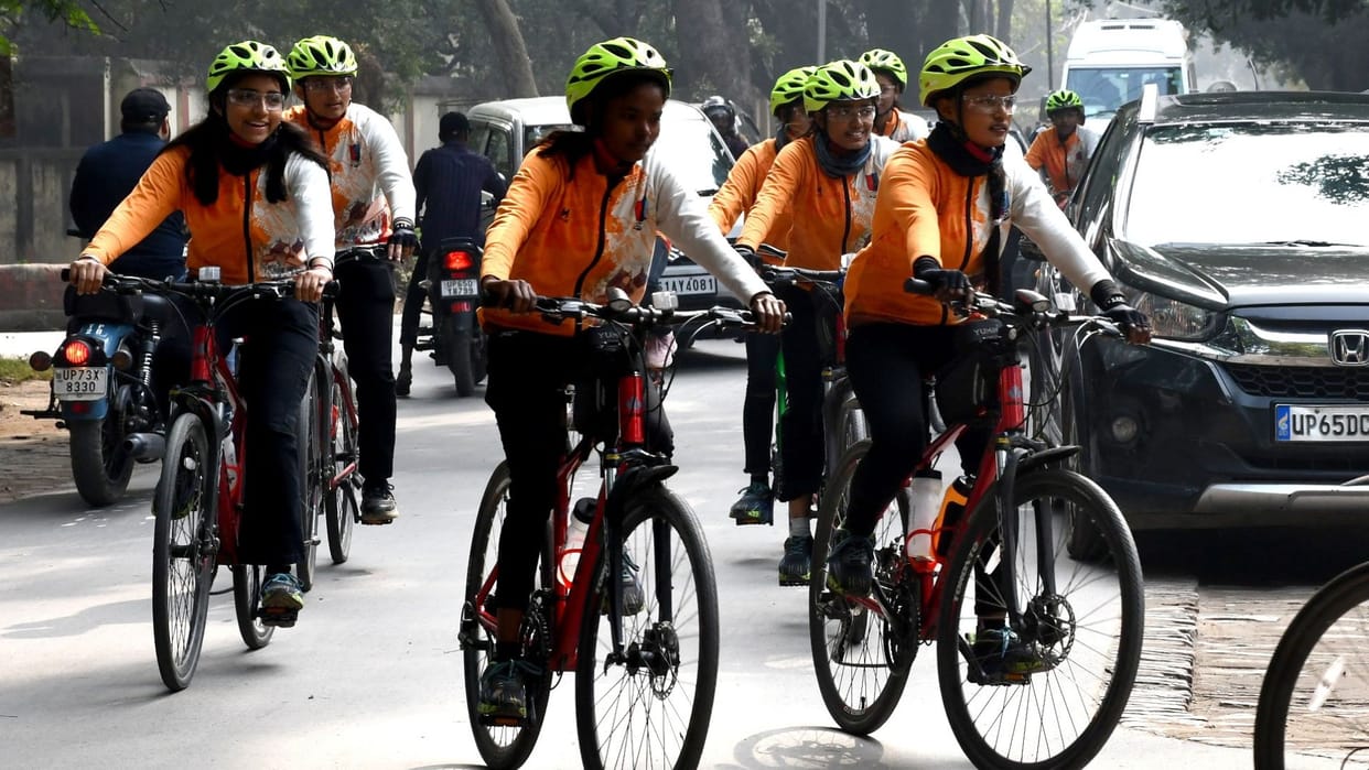 NCC cadets who cycled from Guwahati honored at BHU Naval Wing at varanasi