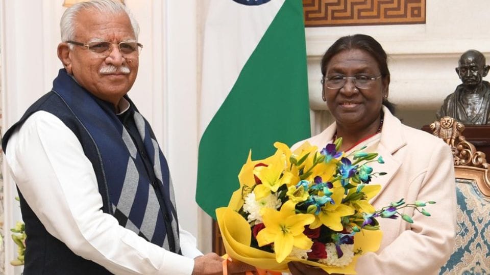 Chief Minister Manohar Lal met President Draupadi Murmu Surajkund Mela