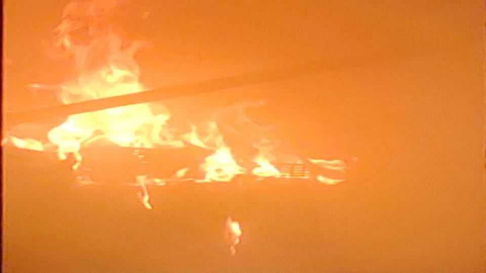 Fire broke out in a three-storey warehouse