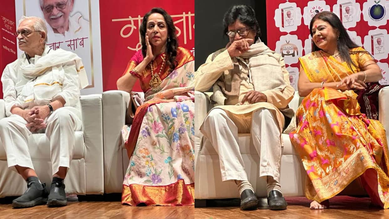 Gulzar Hazaar Rahen Mud Ke Dekhi book launched by Hema Malini Sheen Kaaf Nizam Yatindra Mishra Vani Prakashan