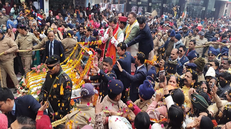 CM Pushkar Singh Dhami's road show in rudrapur