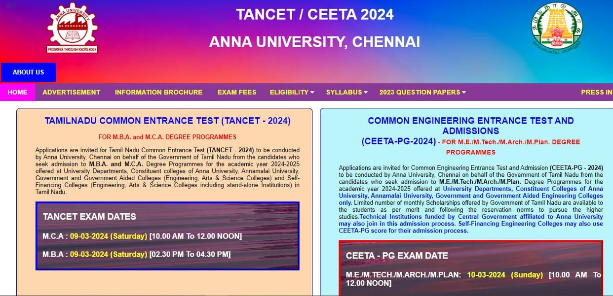 TANCET registration 2024 begins apply online at tancet.annauniv.edu