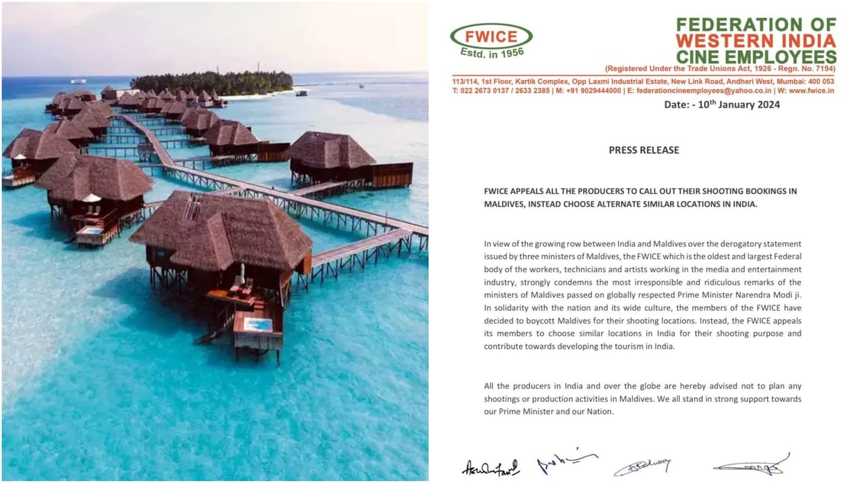 India Lakshadweep VS Maldives Controversy FWICE Appeals Producers to choose location in india boycott maldives